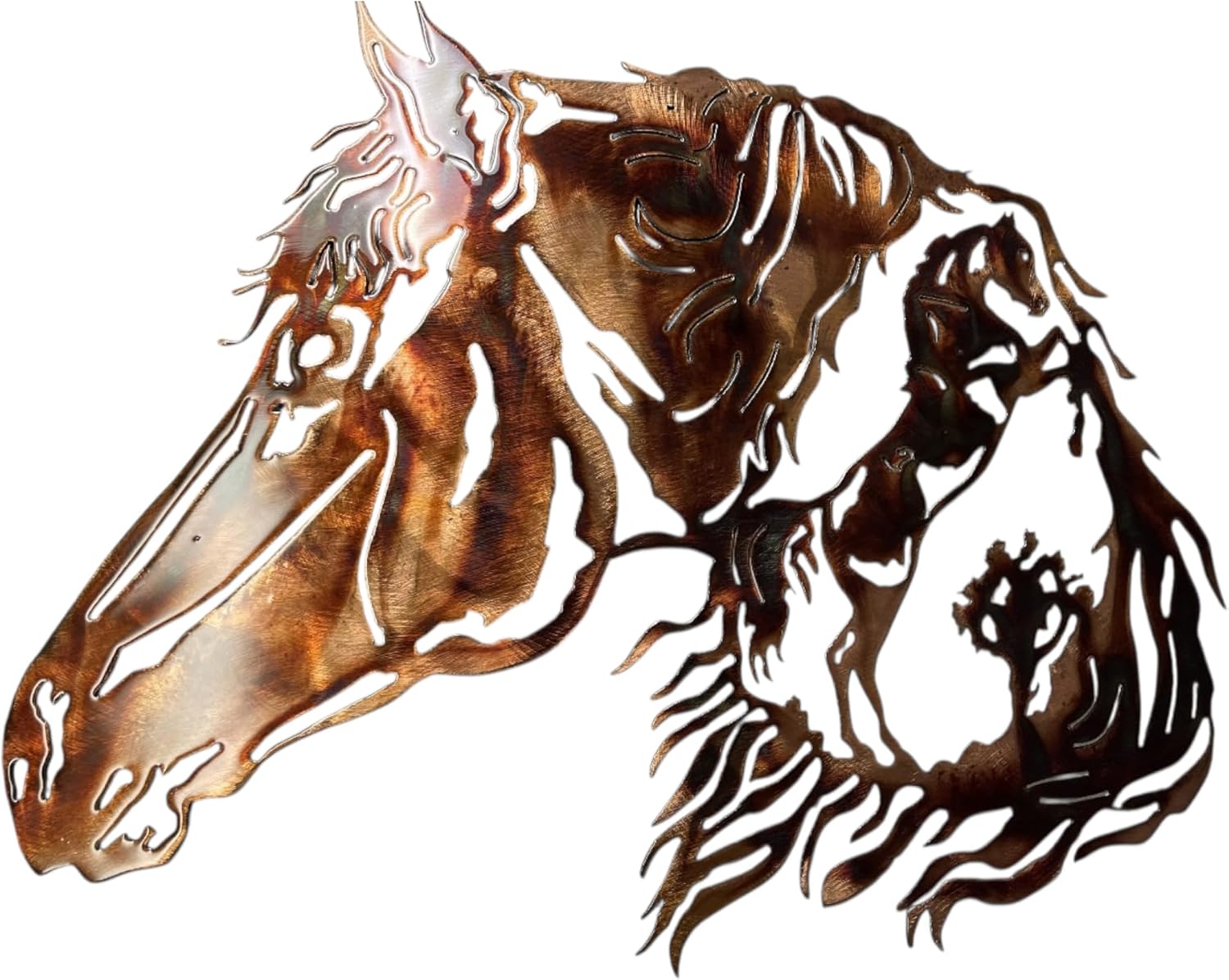 Horse in a Horse Scene Metal Art 20" x 16"