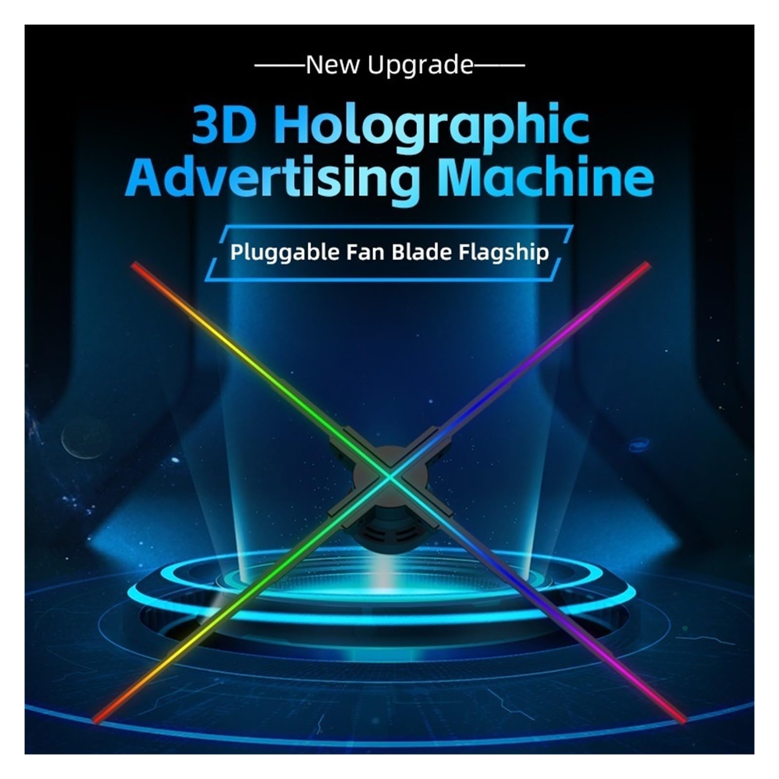 Wentylator z hologramem 3D, 50CM HD 3D Hologram Projektor Reklama Wyświetlacz Fan Wifi LED Pływający Znak Gracz Sklep Impreza