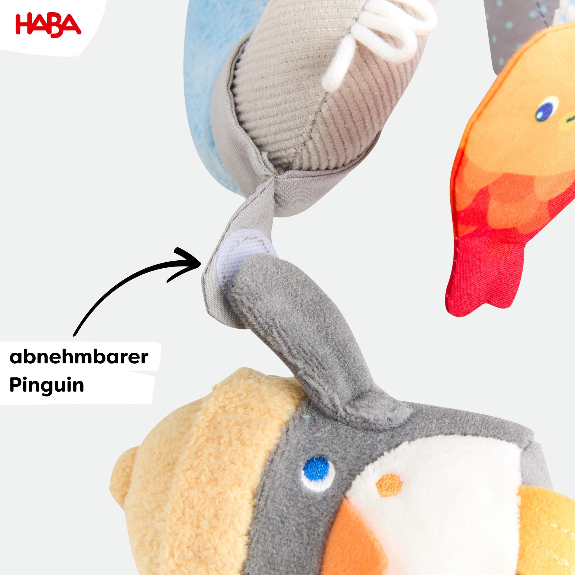 HABA Pinguino a spirale mobile – figura animale staccabile campanella e pellicola a specchio per carrozzina e lettino per bambini dai 0 anni in su, regalo di nascita – 2012335001