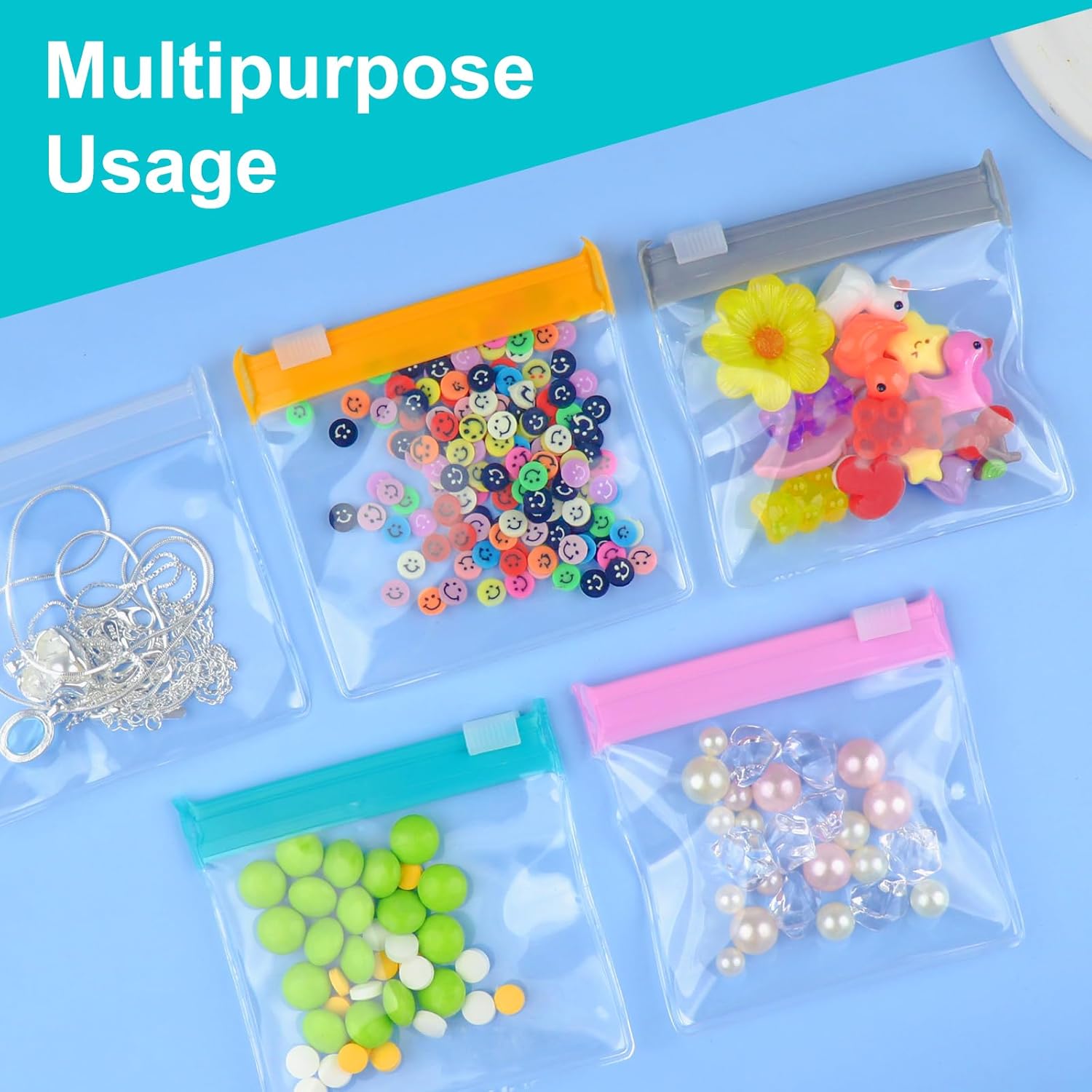 135 Pcs 9 Colors Reusable Pill Pouch Bags, Zippered Translucent Medicine Organizer, Travel Pill Organizer with Labels Slide Lock, Small Plastic Bags for Accessories, Jewelry etc.