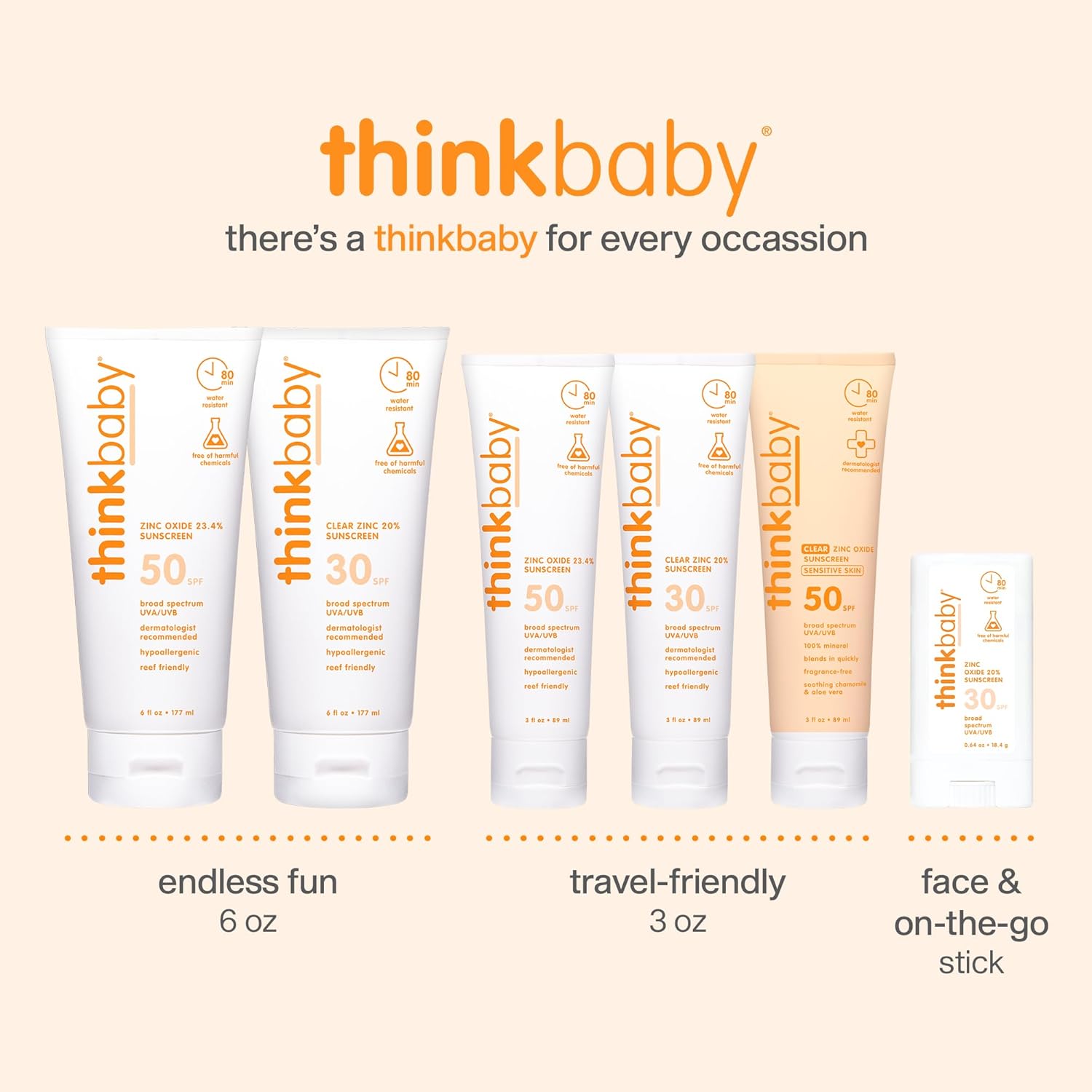 Thinkbaby Baby Sunscreen for Sensitive Skin, 3 Fl Oz, SPF 50 Clear Zinc Oxide Baby Mineral Sunscreen, Broad Spectrum UVA/UVB Protection, Natural, Water Resistant, Reef Safe, Vegan | for Sensitive Skin, Clear Zinc Oxide, Baby Sunblock, Natural, Water Resistant - Image 6