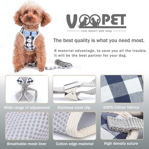 Miniatura 2 de Voopet - Arnés para perro fácil de poner y quitar, chaleco con malla delantera acolchada para cachorro con correa, arnés ajustable para mascotas sin