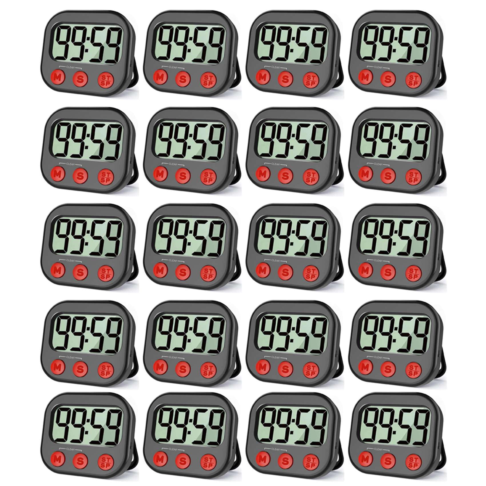 Jnchdghwa 20X Kitchen Timer, Digital Visual Timer Magnetic Clock Stopwatch Countdown Timer, Large LCD Screen Display for Cooking