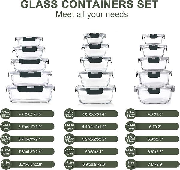 Close-up of KOMUEE glass container with lid, showing the snap-locking mechanism and silicone seal.