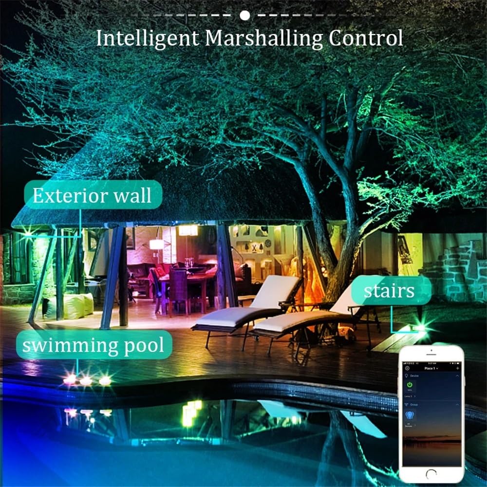 Proiettore LED WiFi 100W 50W 30W Proiettori RGB intelligenti Luci da giardino for esterni 220V RGBW RGBWW Faretto Funziona con Alexa(30W)