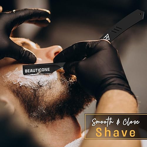 Miniatura 5 de BEAUTICONE Maquinilla de afeitar recta  Maquinilla de afeitar profesional para hombres con 100 cuchillas de un solo filo  Maquinilla de afeitar de
