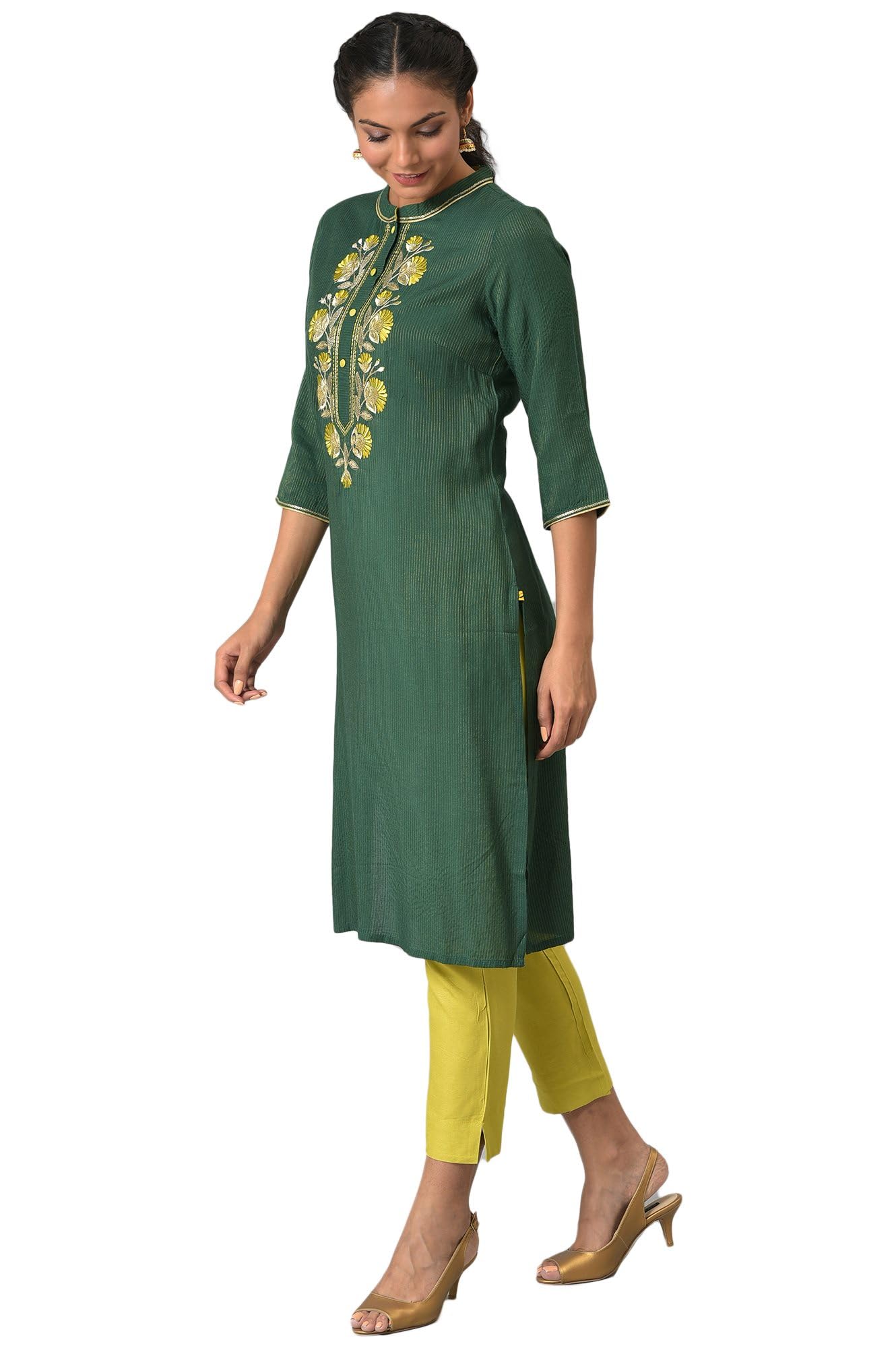 Aurelia Set Kurta da donna in viscosa a righe con pantaloni