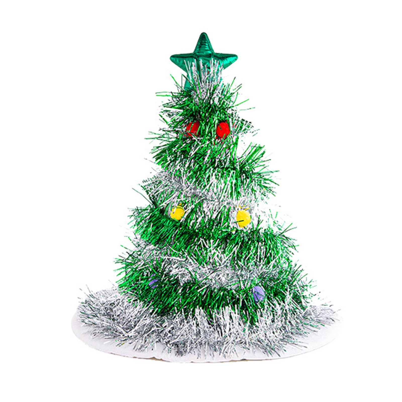 Elnwnnkc Cosplay Santa Hat Holiday Christmas Hat for Adult Unisex Tinsels Christmas Tree Santa for New Year Adult Teens Tree Tinsels for Adults Toppers