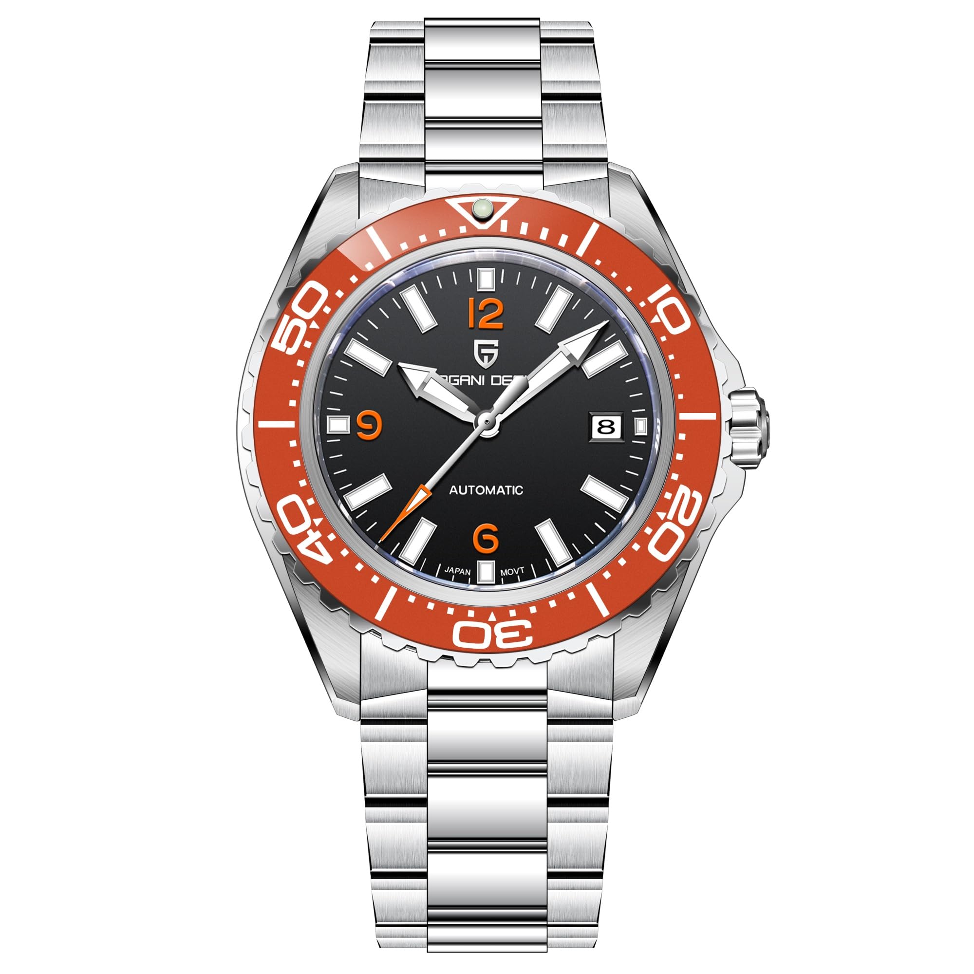Pagani Design PD-YS034 Montre de plongée automatique pour homme avec mouvement japonais à remontage automatique, lunette en céramique, cristal saphir étanche jusqu'à 100 m, affichage de la date
