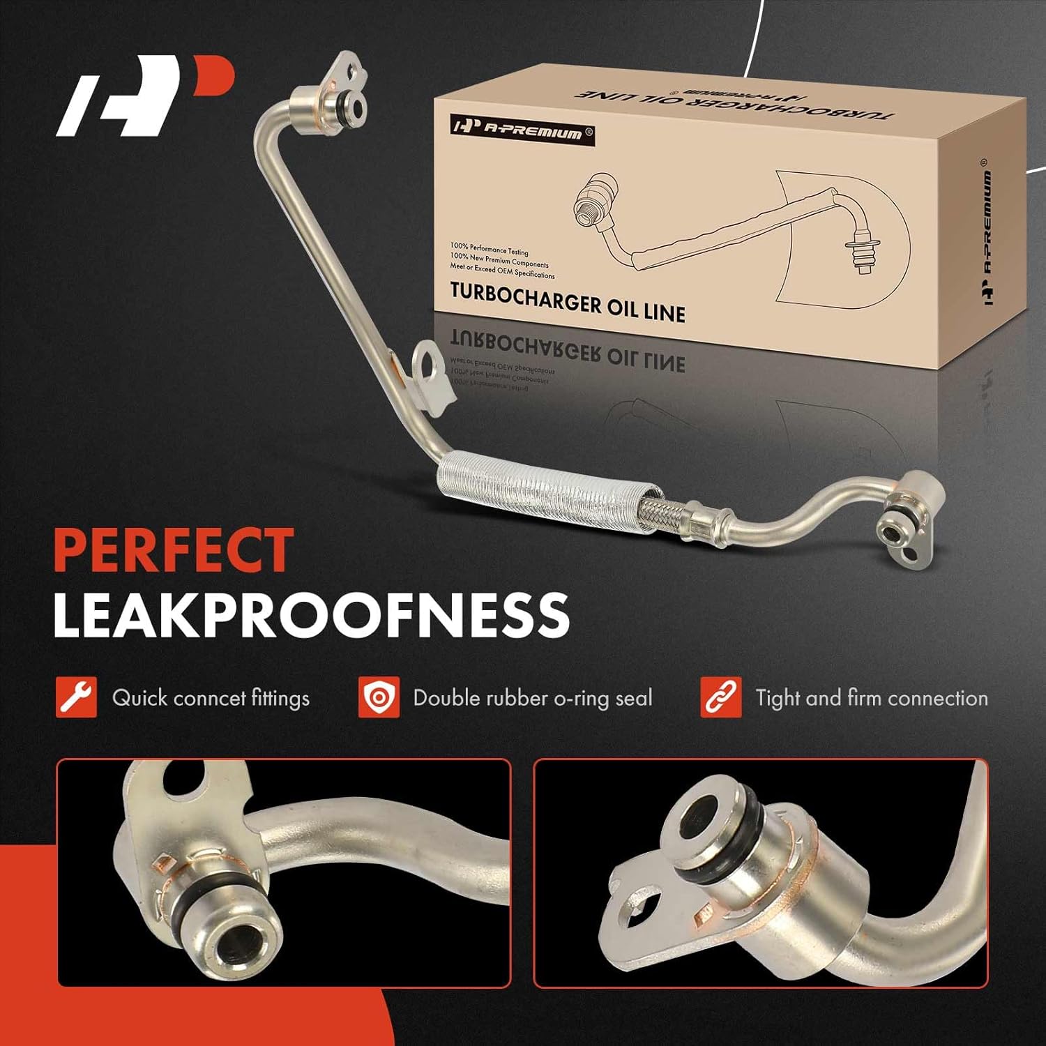 A-Premium Turbocharger Oil Line Compatible with Ford Explorer 2020-2023, Ranger 2019-2023, Bronco 2021-2023, 2.3L, Upper, Replace# LB5Z8A520A, LB5Z8A520