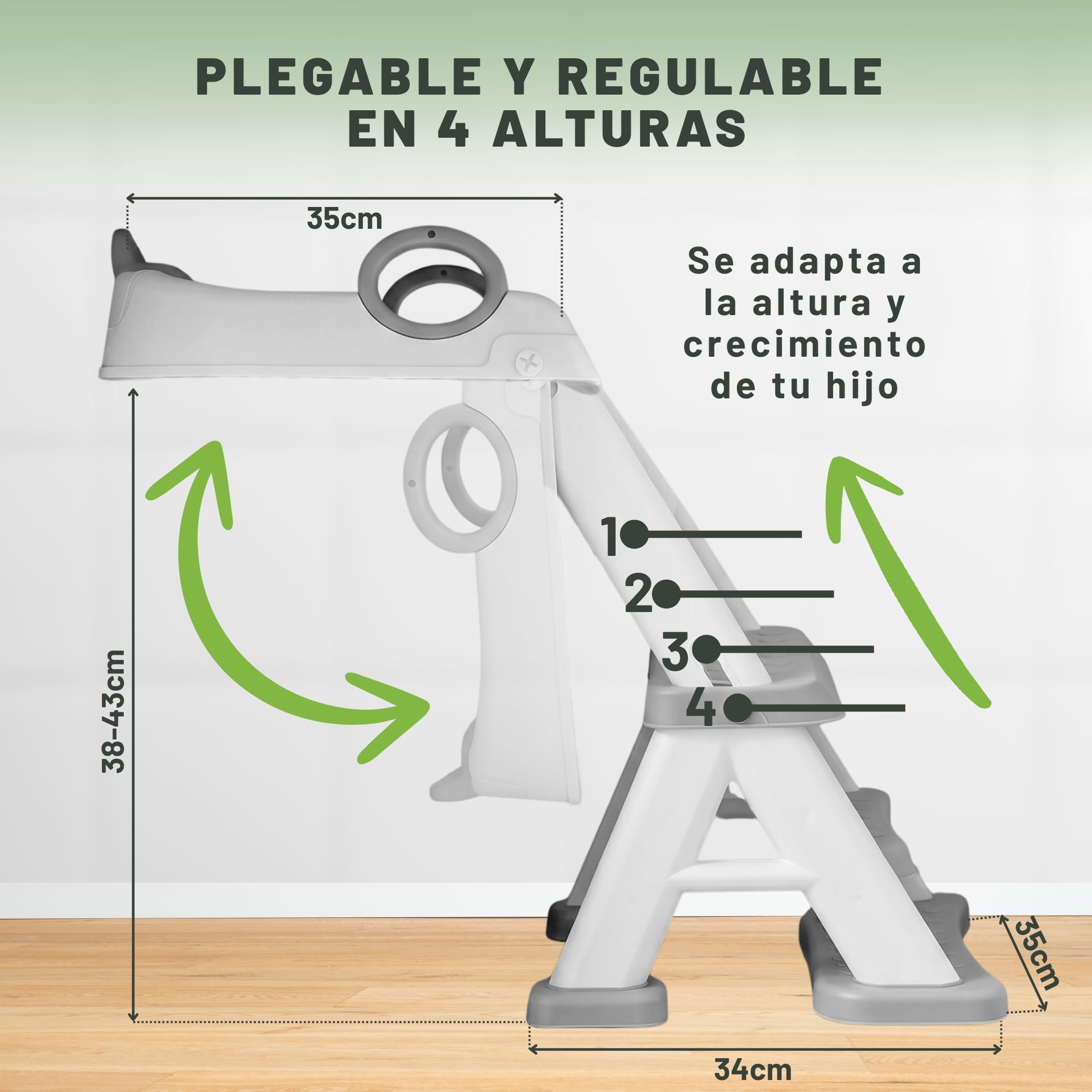 Adaptador WC Niños con Escalera Antideslizante, Asiento Adaptador para Inodoro Infantil con Escaleras Reforzadas y Cojín Desmontable, Plegable, Seguro y Estable, Entrenamiento para Dejar el Pañal