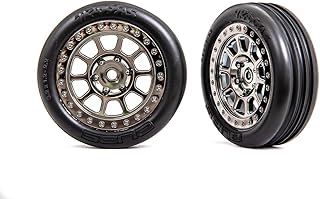 Traxxas Tire and Wheels Black Chrome 2.2 Inch Ribbd Fr Tire 2471T