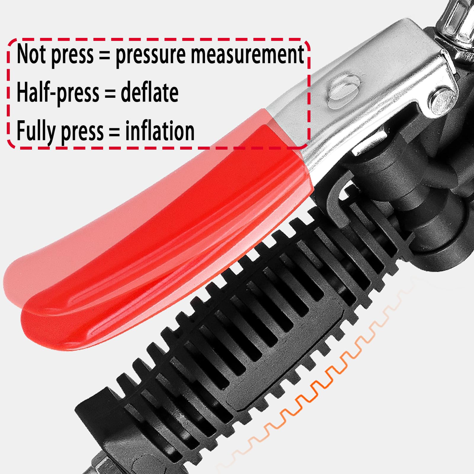 Integrierte Digitale Reifendruckprüfpistole, 0–255PSI, 0–18 Bar, Auto Luftpumpe mit Entleerungsfunktion, 4 Messeinheiten Umschaltbar
