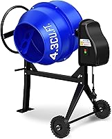 PhlexPro 4.3 Cu Ft Portable Concrete Mixer - 450W Heavy Duty Cement Mixer with Wheels, Stand & 360° Tilt for Mortar, Stucco, Fodder - Blue