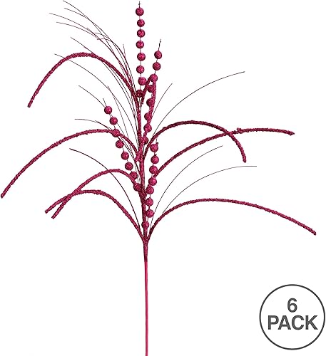 Miniatura 3 de Vickerman Spray de Navidad artificial de cosecha de 29 pulgadas con purpurina roja baya. Incluye 6 aerosoles por paquete.