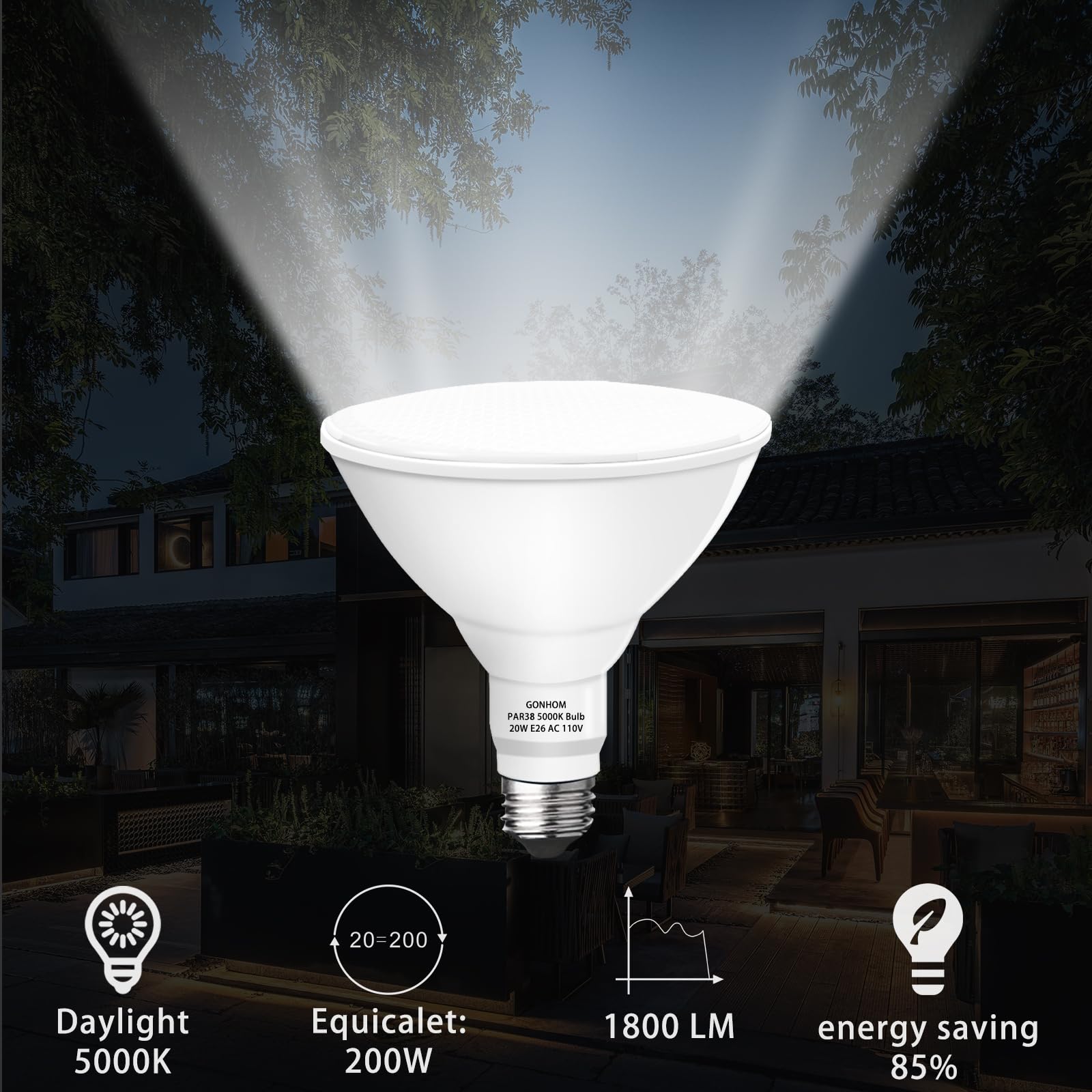 Gonhom Par38 led Flood Lights Outdoor Light Bulb,Dimmable 1800LM