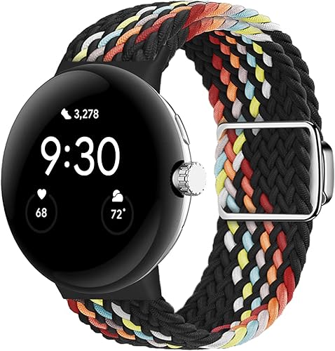 Miniatura 1 de Bandas trenzadas con cierre magnético compatibles con Google Pixel WatchPixel Watch 2, correas elásticas ajustables de nailon elásticas para