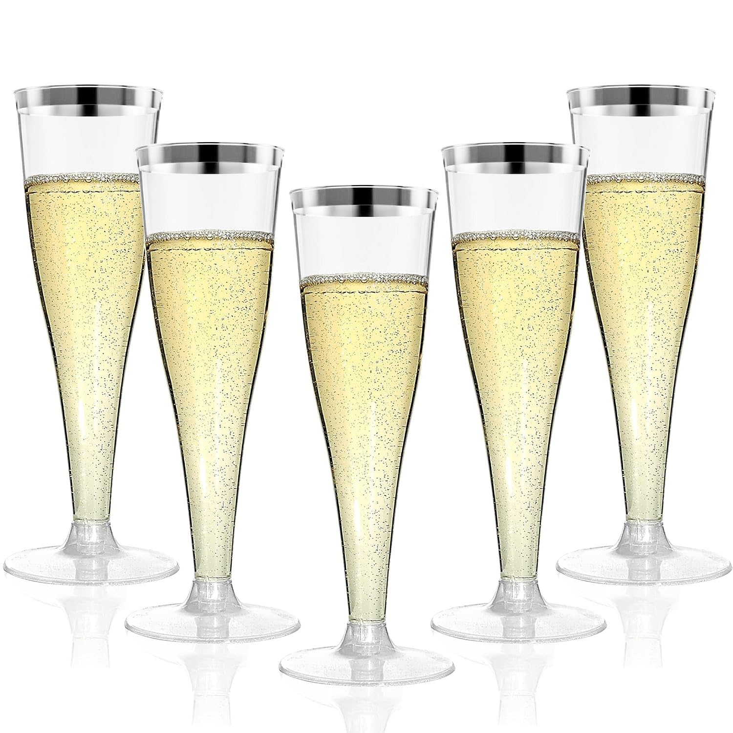 20 Pack Champagne Flutes Plastic Wine Glasses Disposable, 4.5 Oz Gold Rim Mimosa Glasses for 2026 Engagement Wedding Birthday Bar Soccer Football Party Supplies, Bulk Toasting Cocktail Cups — Amazon image 15