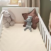 Vista 2 de Premium Soft Cotton 2 Pack 52x28 Inches Muslin Crib Sheets Fitted Crib Mattress Sheet for Baby Girls & Boys, Soft Boho Neutral Toddler Bed Sheets F