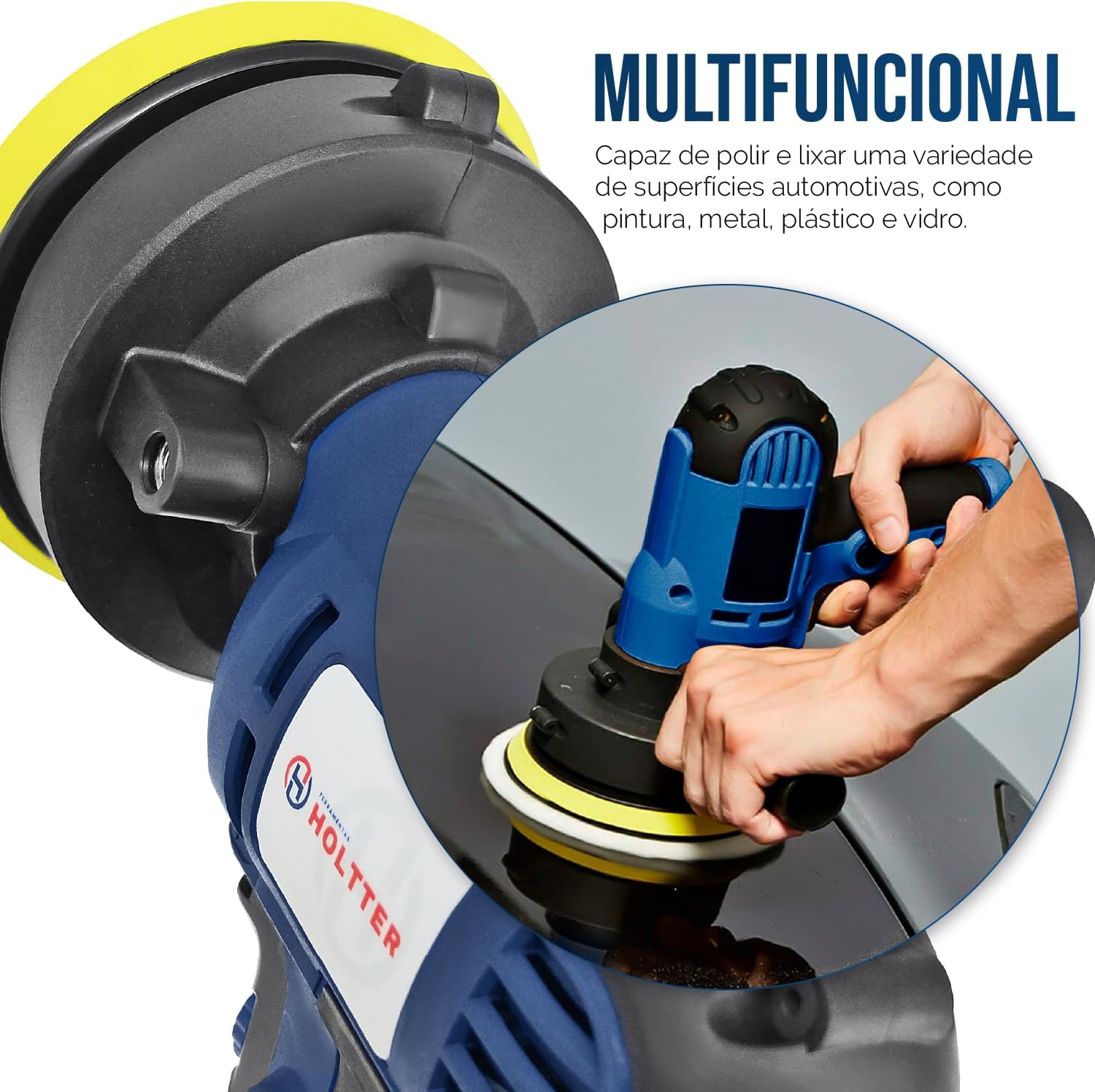 HOLTTER Politriz Lixadeira Rotativa Multifunções Automotiva Polidor Profissional Com Velocidade Variável 5 Polegadas 600W 4500 RPM Mandril125mm Polir Lixar Carro Azulejo Madeira Com Acessórios (110) HOLTTER Politriz Lixadeira Rotativa Multifunções Automotiva Polidor Profissional Com Velocidade Variável 5 Polegadas 600W 4500 RPM Mandril125mm Polir Lixar Carro Azulejo Madeira Com Acessórios (110)