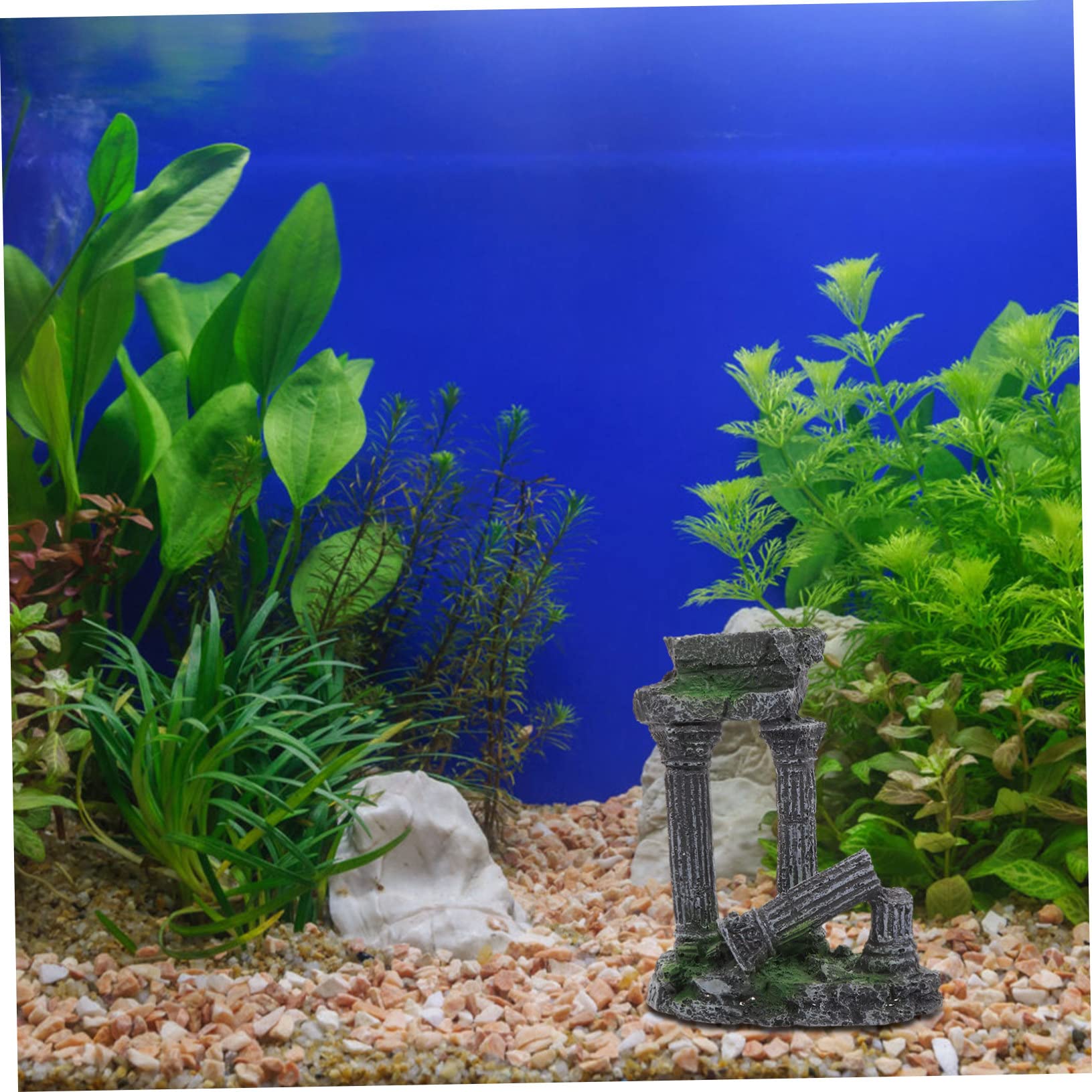 Yardwe Aquarium Decoration en Résine, Colonne Romaine pour Aquarium, Décor Paysager, Cachette pour Poissons et Reptiles, Usage Solide sous l'eau Couleur Aléatoire