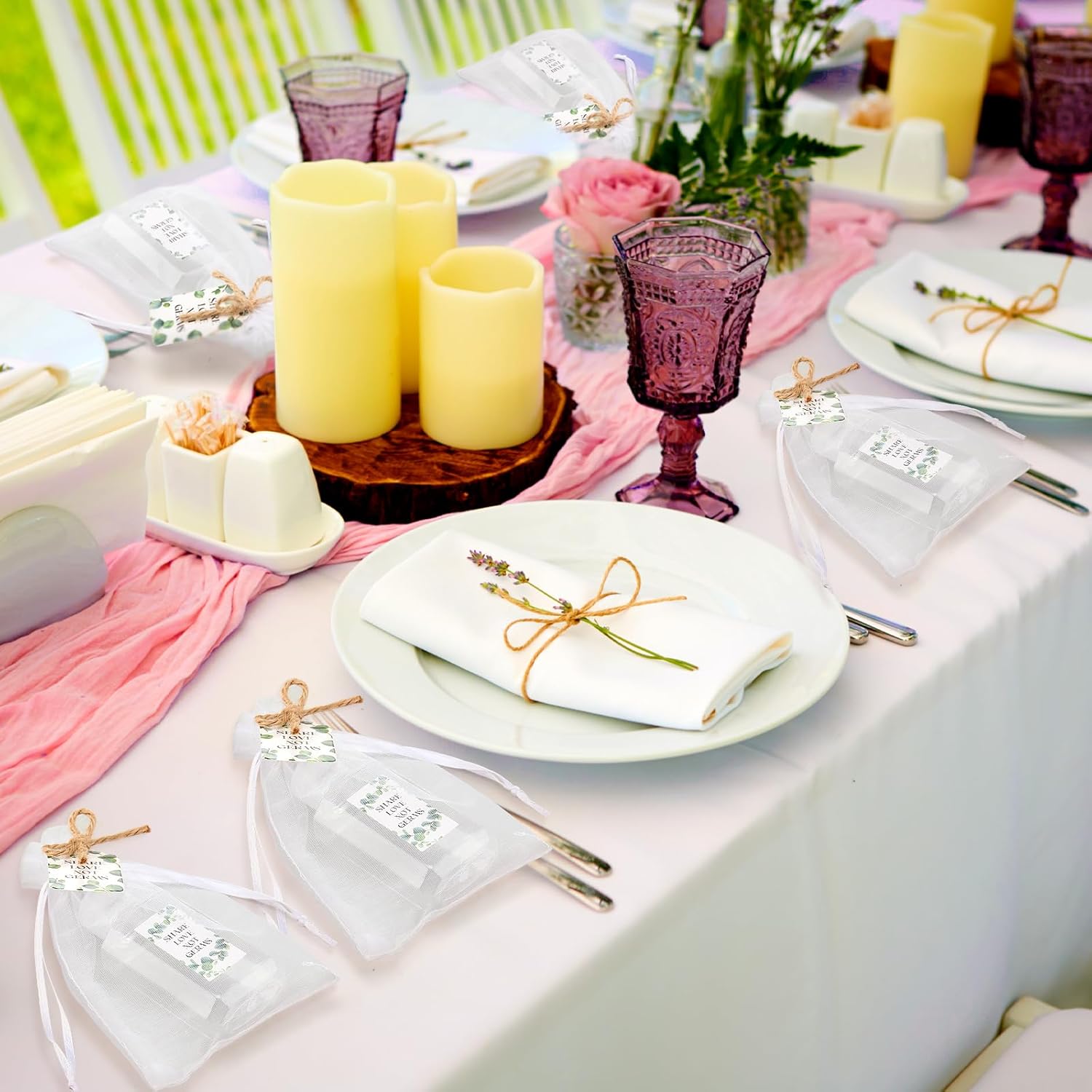 50 Sets Empty Mini Hand Sanitizer Bottles Bulk 2oz Empty Hand Sanitizer Travel Size Wedding Favors for Guests with Organza Bags Thank You Tags for Woman Employees(Eucalyptus, Black)