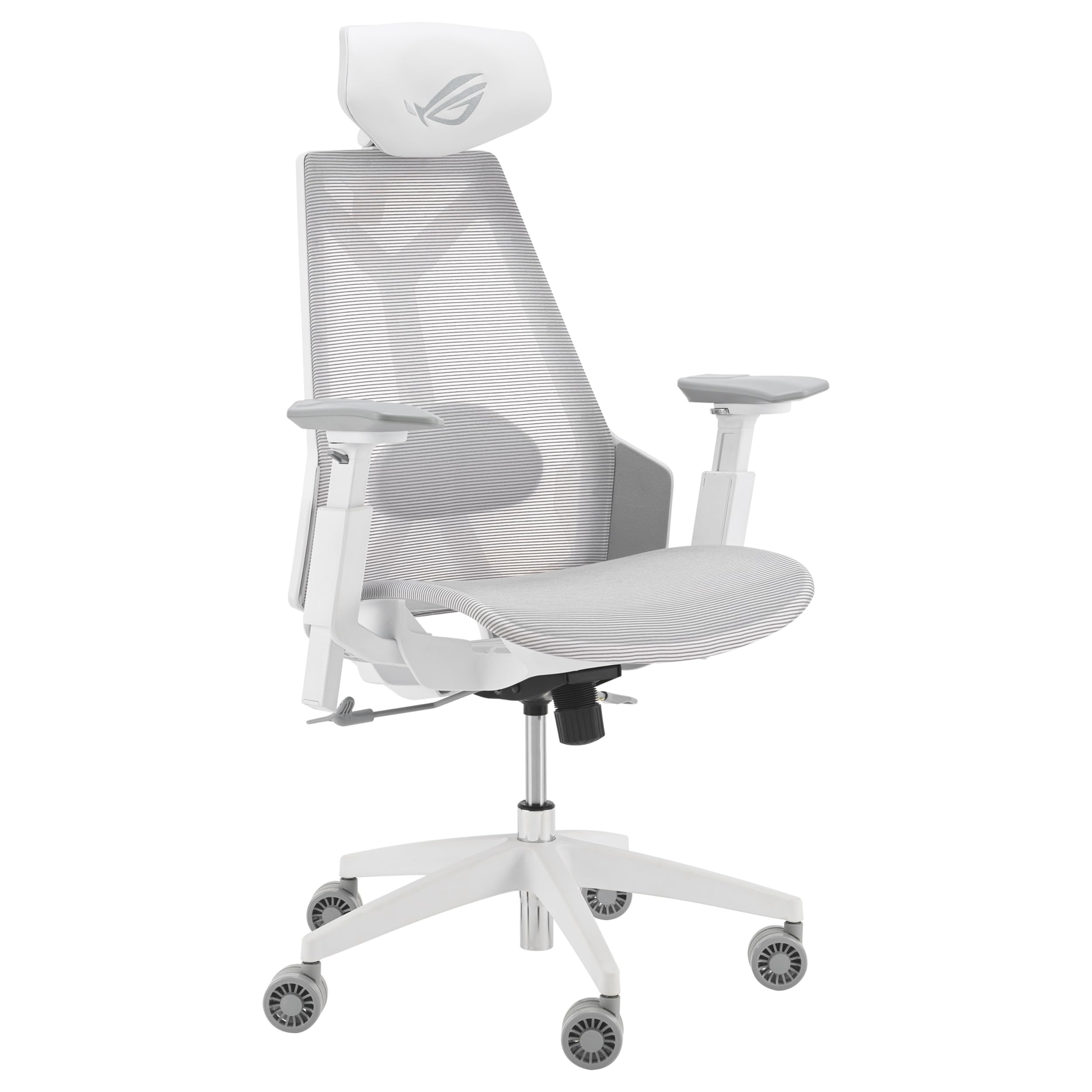 ASUS ROG Destrier Core Silla Gaming ergonómica, reposacabezas 2D, Soporte Lumbar, reposabrazos 3D para Gaming móvil, Profundidad y Altura Ajustables, reclinación en 3 Posiciones, Blanco Lunar