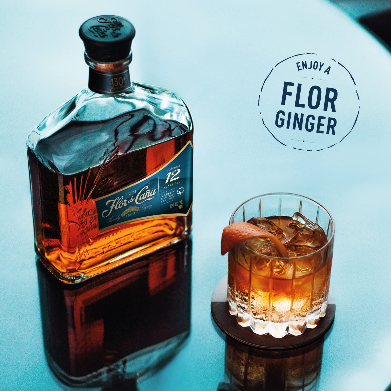 Flor de Caña 12 anni, Rum Scuro, Senza Zuccheri Aggiunti, Bottiglia da 700 ml