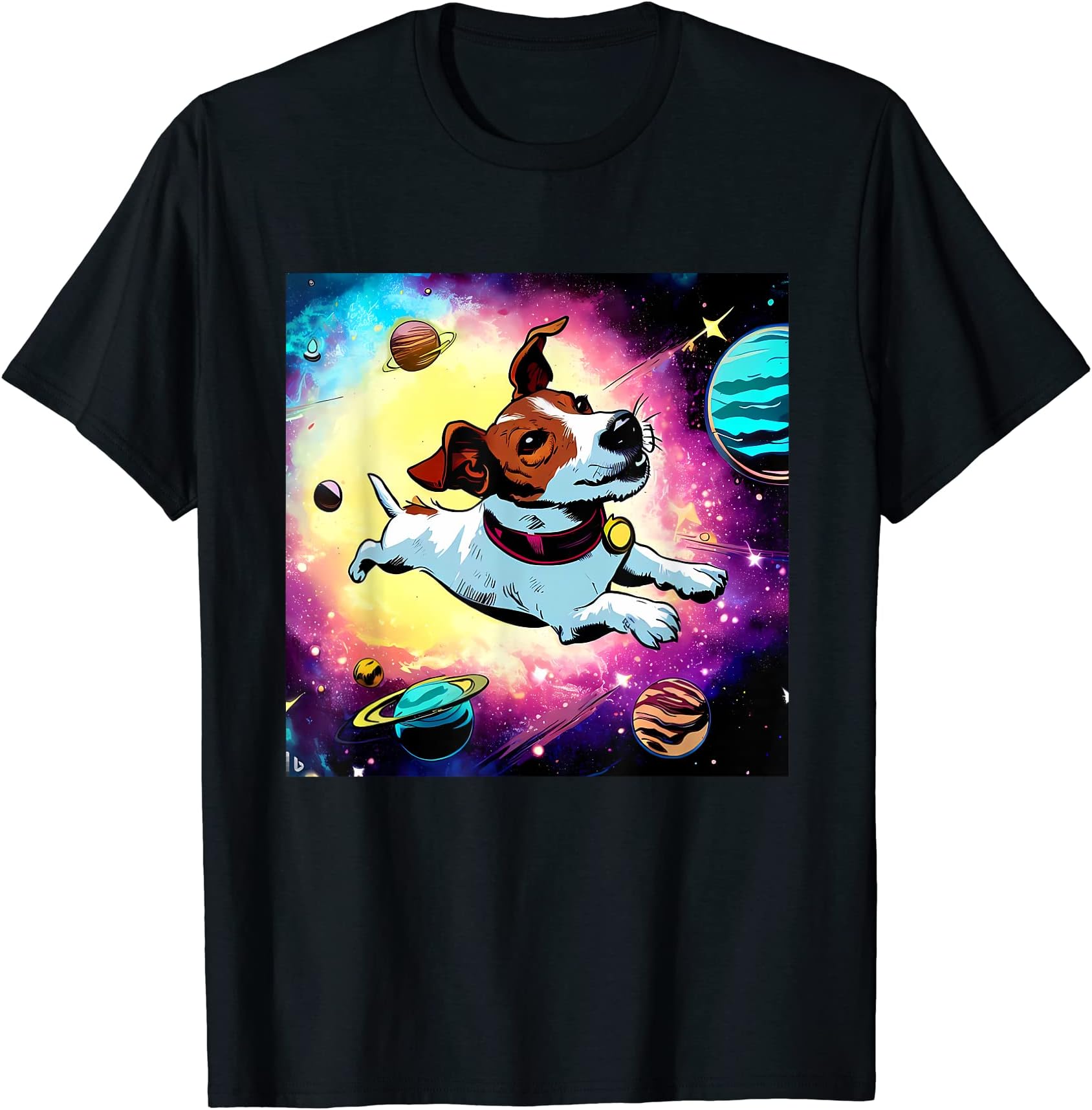 Comic Style Jack Russel Floating Into Space - Jack Russel T-Shirt