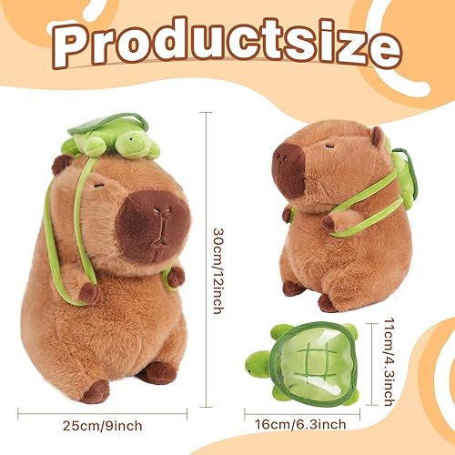 Miniatura 3 de WeightedPlush - Lindo peluche de Capybara de 12 pulgadas, suave peluche de Capybara, almohada de muñeca Capybara de cumpleaños para niños (con bolsa)