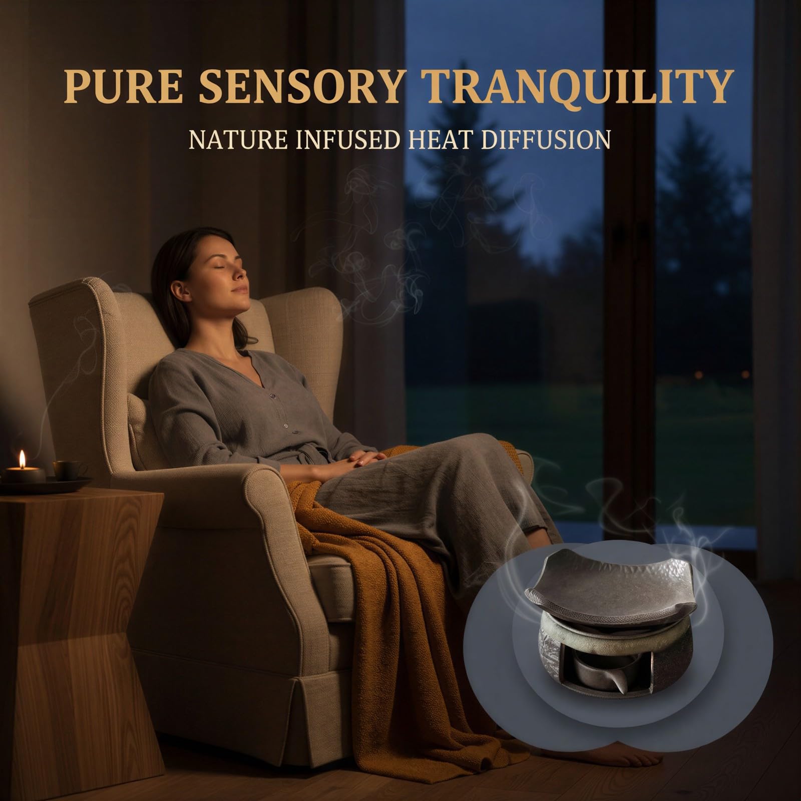 Keramik-Aroma-Duftbrenner, Duftlampe für ätherische Öle, Teelichthalter, Wärmer für Kräuter und Räucherwerk, Duftverteiler im Zen-Stil für Zuhause, Büro, Meditation und Entspannung