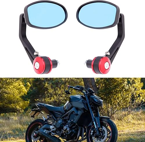 Miniatura 1 de Espejos retrovisores ovalados universales CNC para motocicleta de 7/8 pulgadas, compatible con Honda Yamaha Suzuki Sports Bike Street Fighter (rojo)