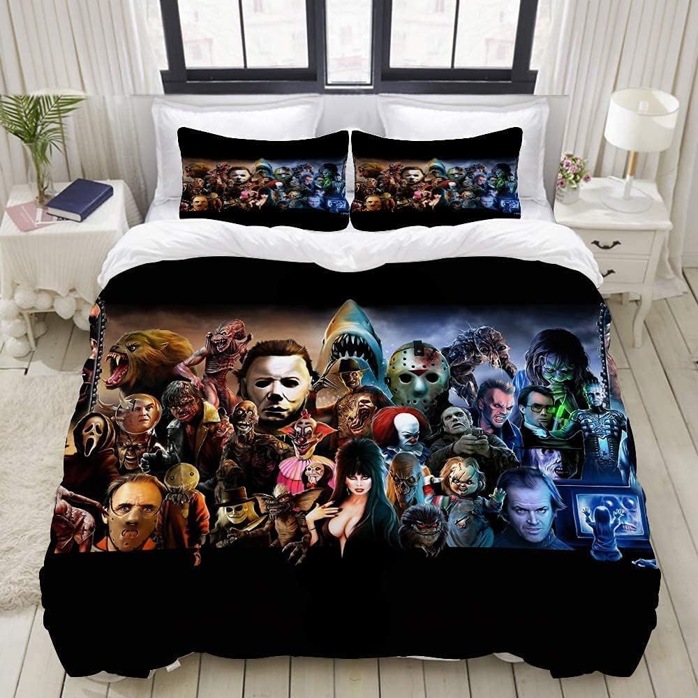 FoOhy bedding - Duvet Cover Set,Classic Horror Movies,Microfibre Duvet Cover Set with 2 Pillowcase (Double-200x200cm)