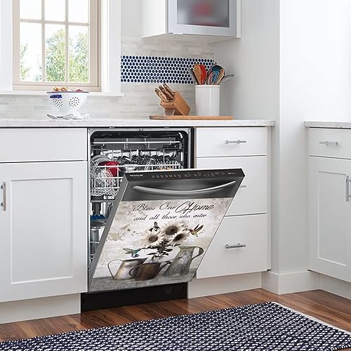 Miniatura 5 de Bless Home - Funda magnética decorativa para lavavajillas, diseño retro de girasol para lavavajillas, calcomanía magnética para refrigerador y