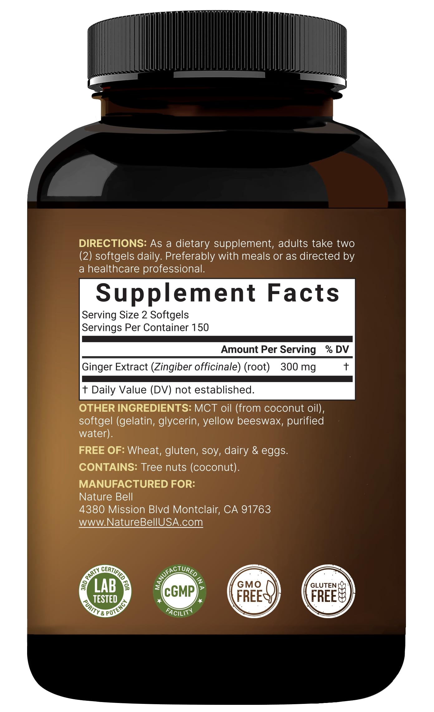 NatureBell Ginger Root Extract with MCT Oil – 300 Softgels | Ginger Supplement for Daily Use | 5-Month Supply | Non-GMO, Gluten Free — Amazon image 7