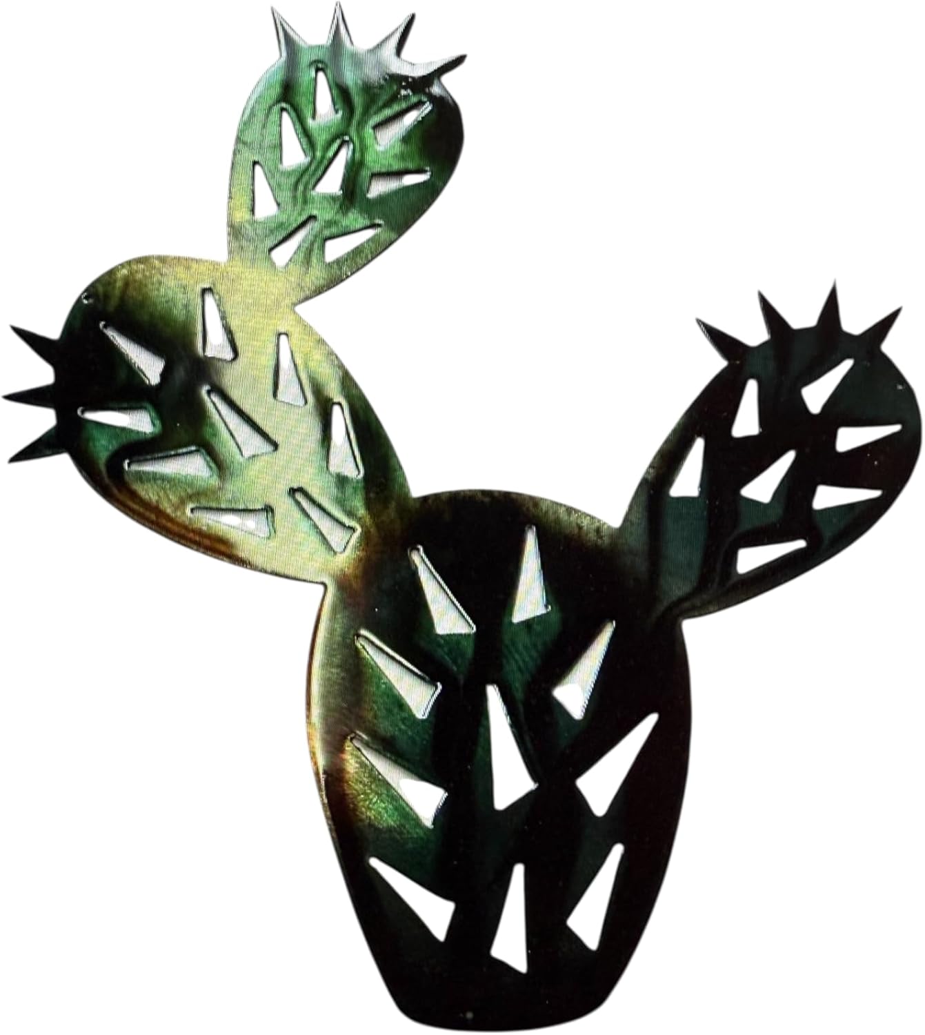 HG Artworks Prickly Pear Cactus Metal Wall Art Available in 2 sizes and 2 finish styles (16" x 13 1/4", Marbled Green Copper Glossy)