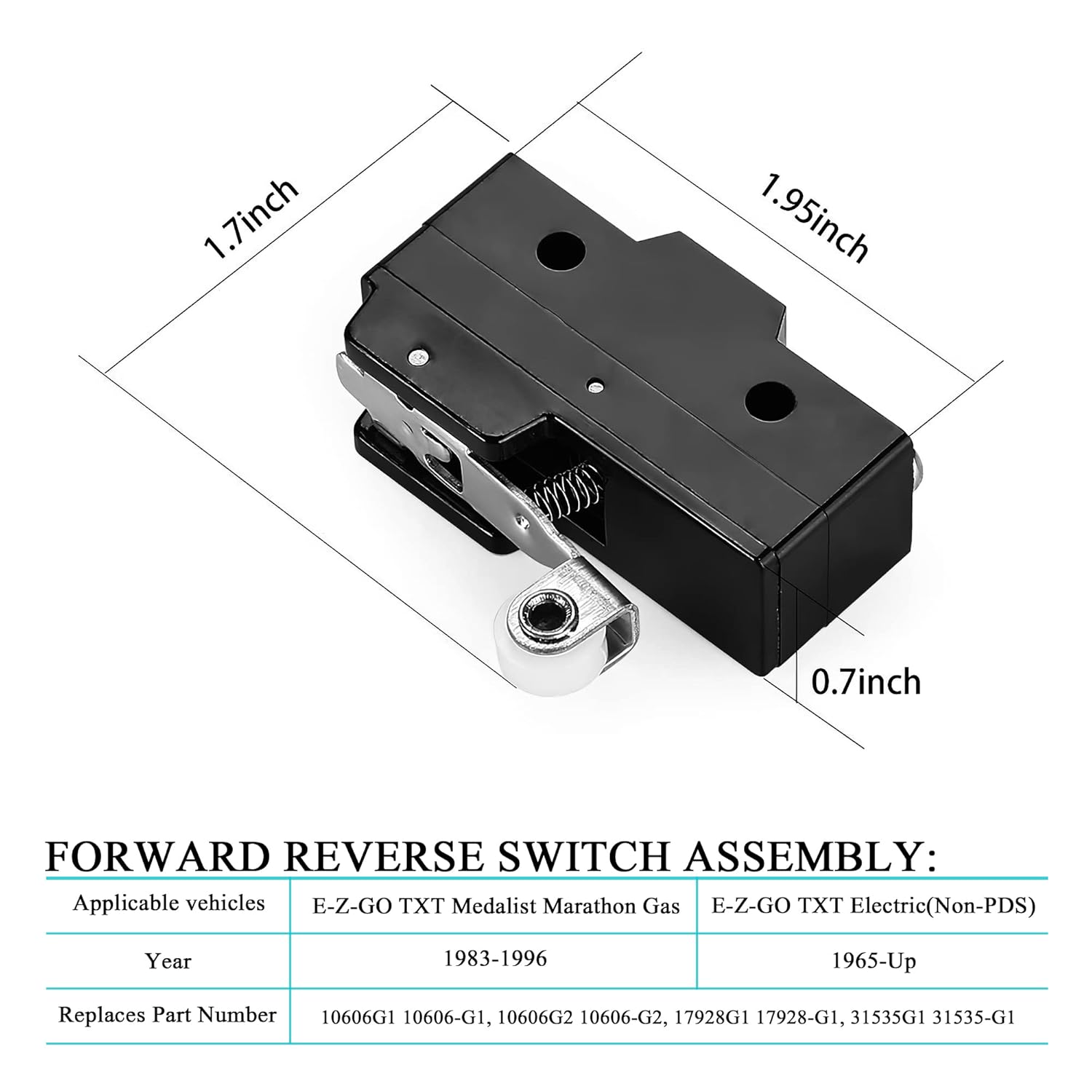 10L0L Golf Cart Forward Reverse Switch Assembly for Electric Golf Cart EZGO TXT (1994 Up) Replaces Part 70578G01, 70578G02, 73036G01