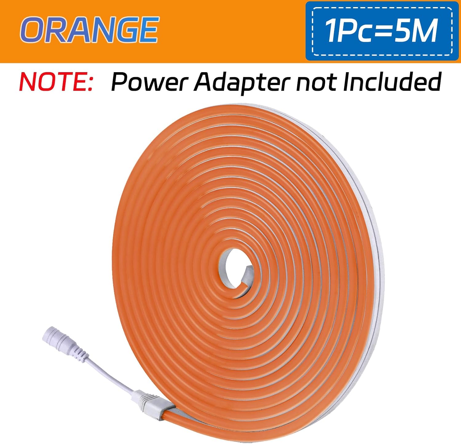 Neon Led Light Strip 16.4FT/5M- Bright, Non-Glaring & Waterproof Neon Rope Lights for Indoor & Outdoor Decor,【No Power Adapter】 Orange,neon led Strip Lights