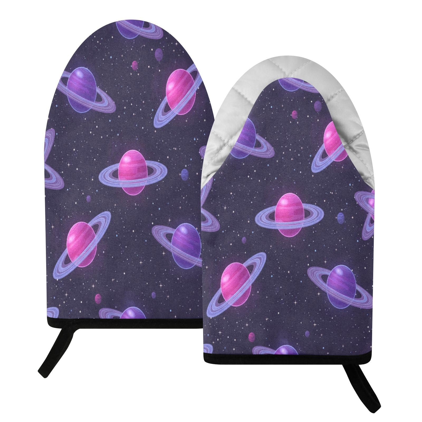 BURSTDDY Purple Planets Oven Mitt,Heat Resistant Kitchen Mitts for Cooking