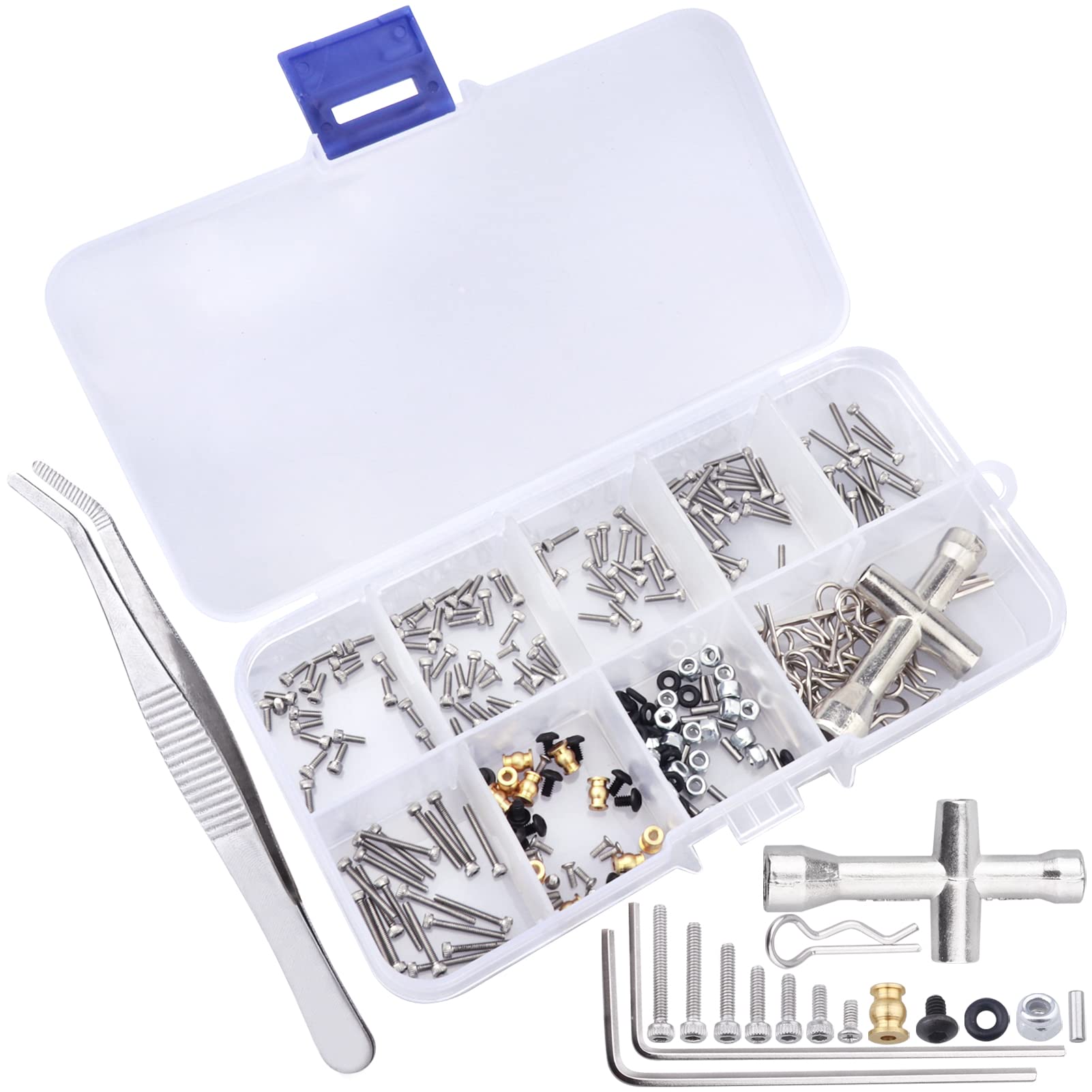 272pcs RC Screw Kit M1.4 Screws Hardware Fasteners Repair Tools for Axial SCX24 1/24 Scale RC Crawler Accessories