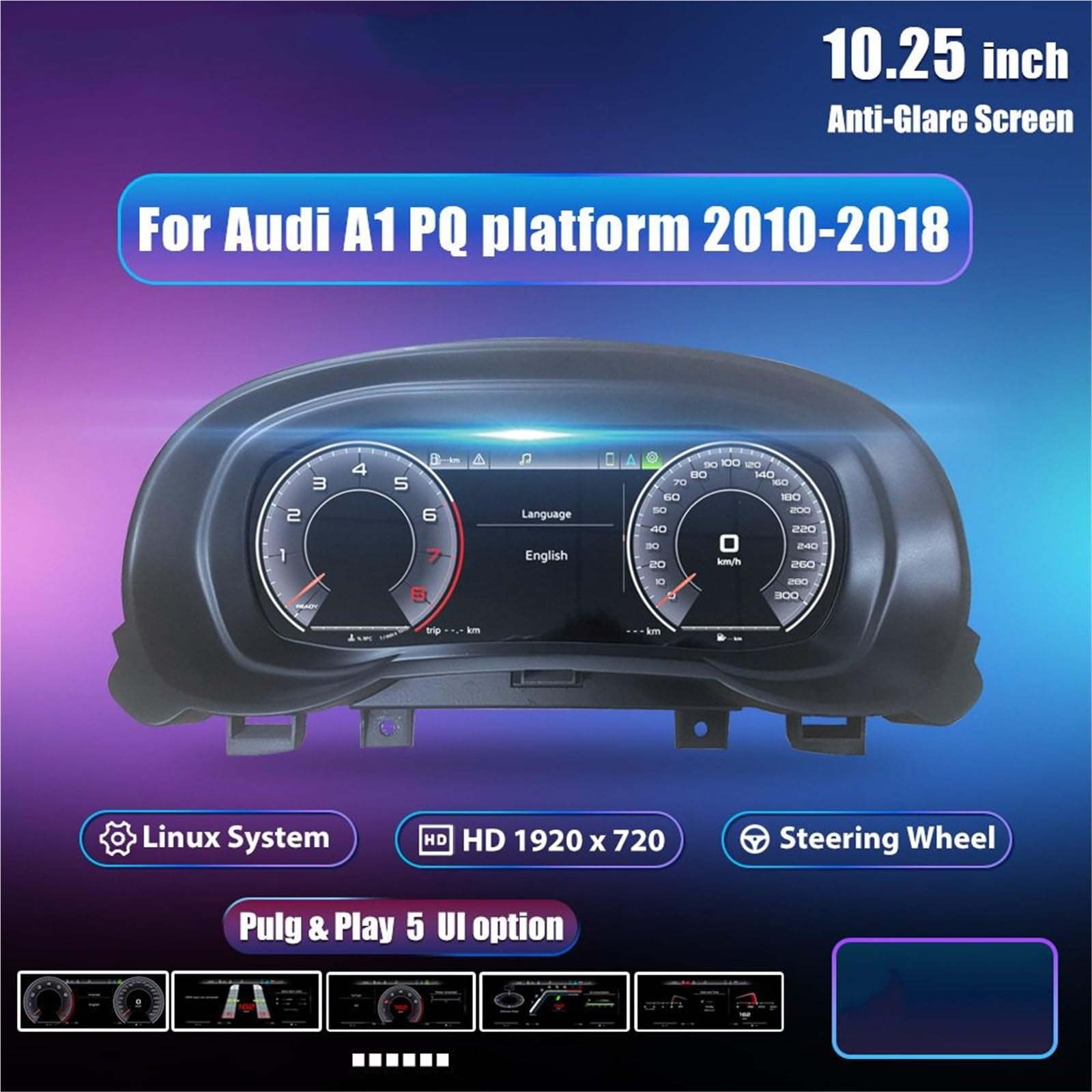 Cyfrowy miernik Do A1 S1 2010-2018 Wyświetlacz Head Up | Panel Lcd Samochodu Prędkościomierz Wirtualny Kokpit 10,25 '' Deska Rozdzielcza Carcluster