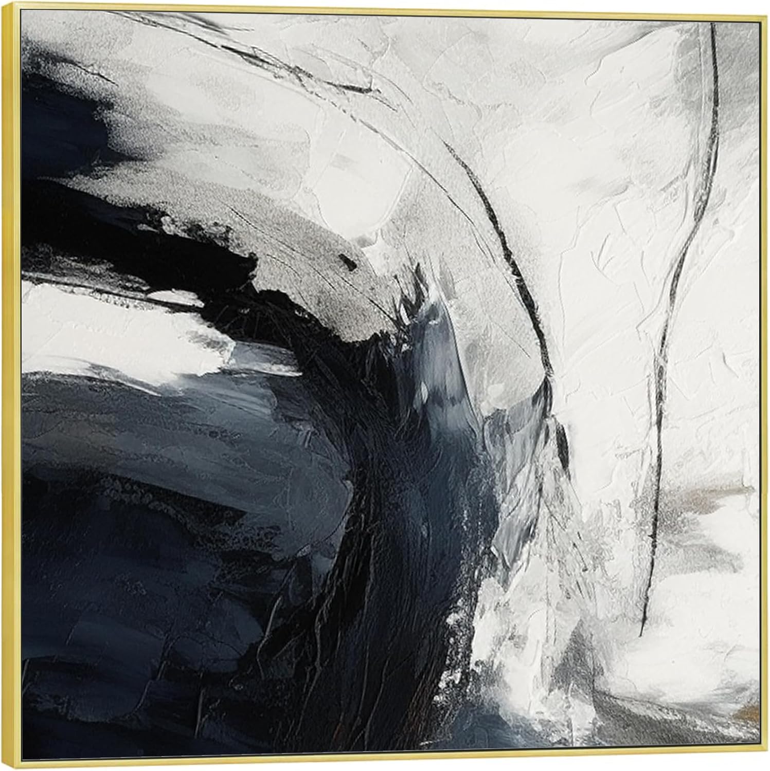 large abstract painting Black and Grey Wall Art Minimalist