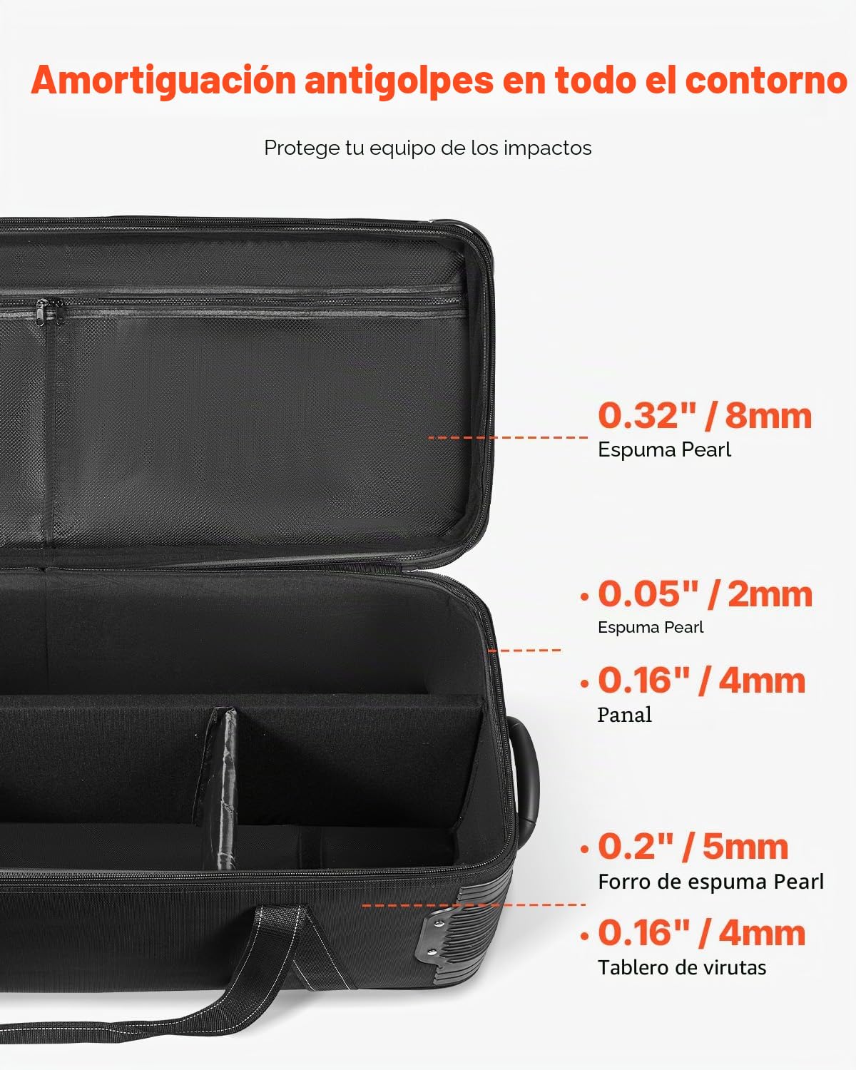 VEVOR Estuche con Ruedas para Equipo de Estudio 91 x 30 x 35,5 cm, Bolsa con Ruedas para Cámara, Correas, Asa Acolchada en el Compartimento para Soportes de Iluminación, Trípodes y Telescopios, Negro