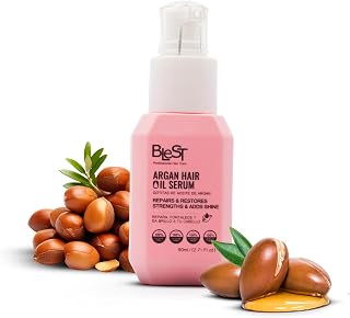 BLEST PROFESSIONAL Argan Hair Oil Serum – Lightweight Nourishing Treatment with Organic Argan Oil for Hair Growth, Shine & Repair – Deep Moisturizing Argan Hair Oil for Damaged Hair 80ml