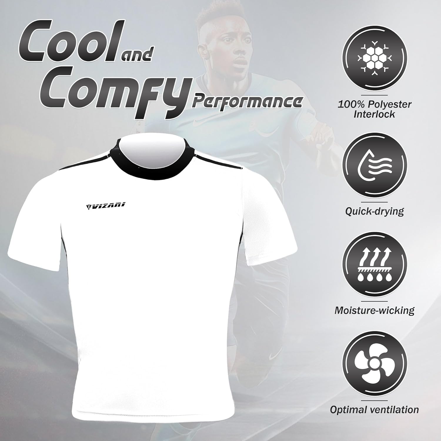 Vizari Velez Jersey for Men and Women | 100% Polyester Adult Soccer Goalie Jersey for Exceptional Performance White