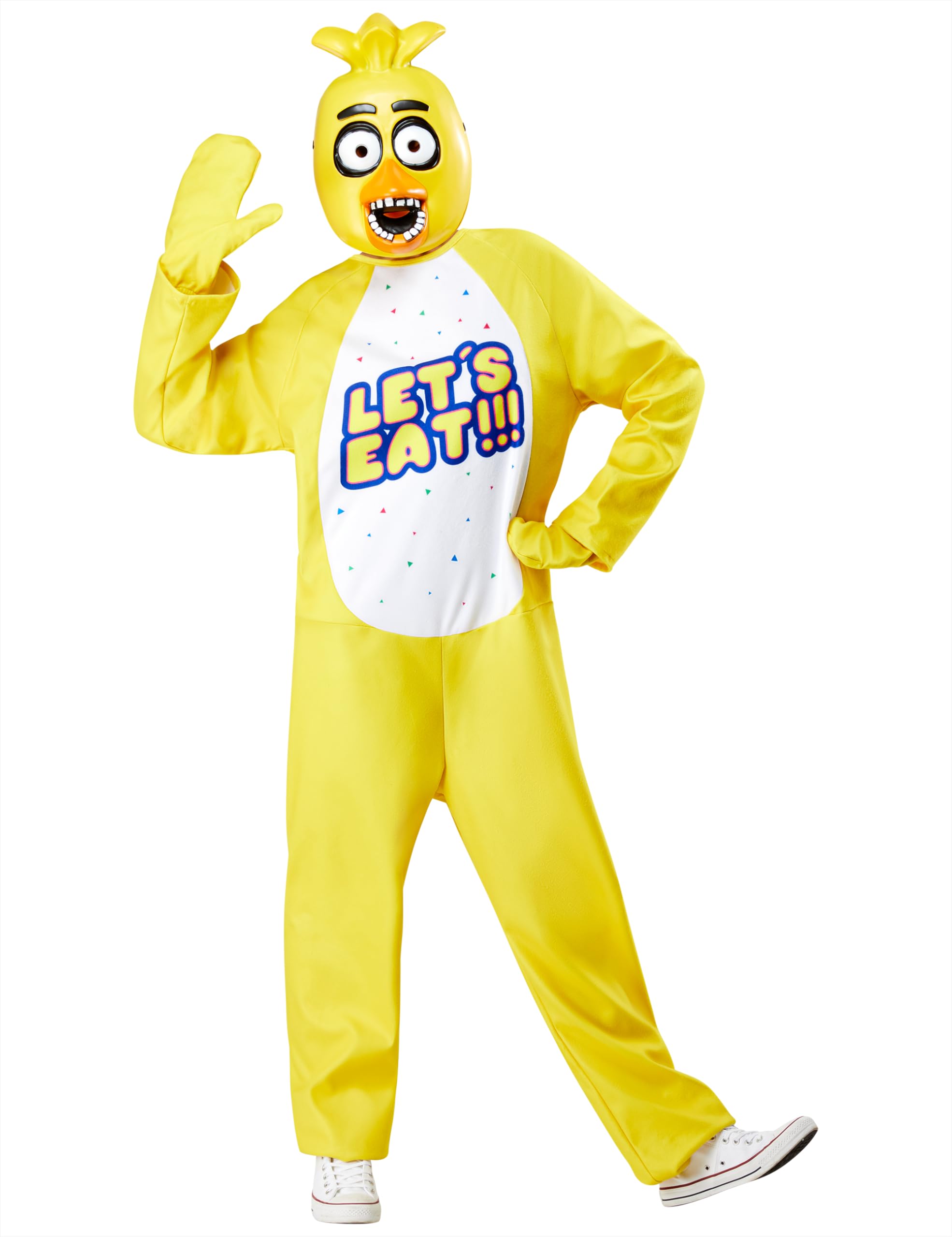 Rubies Adult Five Nights at Freddy's Chica Costume Jumpsuit, Gloves, and Half-mask