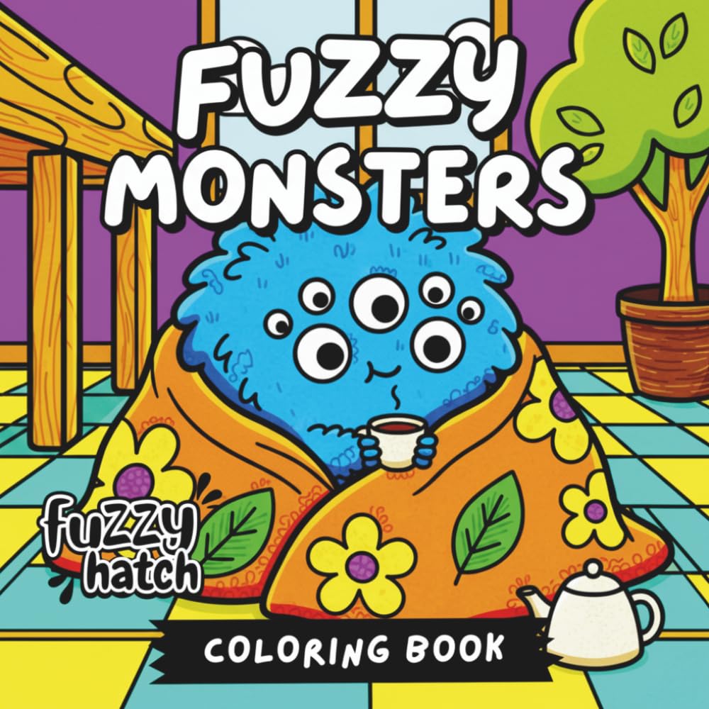 Fuzzy Monsters - A Bold and Easy Coloring Book: Cute and Spooky Creatures, Simple Cozy Scenes with Sweet Monsters and Friends for Relaxation | Bold Lines for Adults, Teens and Kids