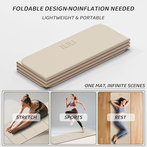 Miniatura 6 de ILILI Foldable Yoga Mat 71 * 24 * 0.3'' - TPE Non-Slip Fitness Mat for HomeWaterproof & Lightweight (2lb) for Home gym, Pilates & Stretching,Fitness