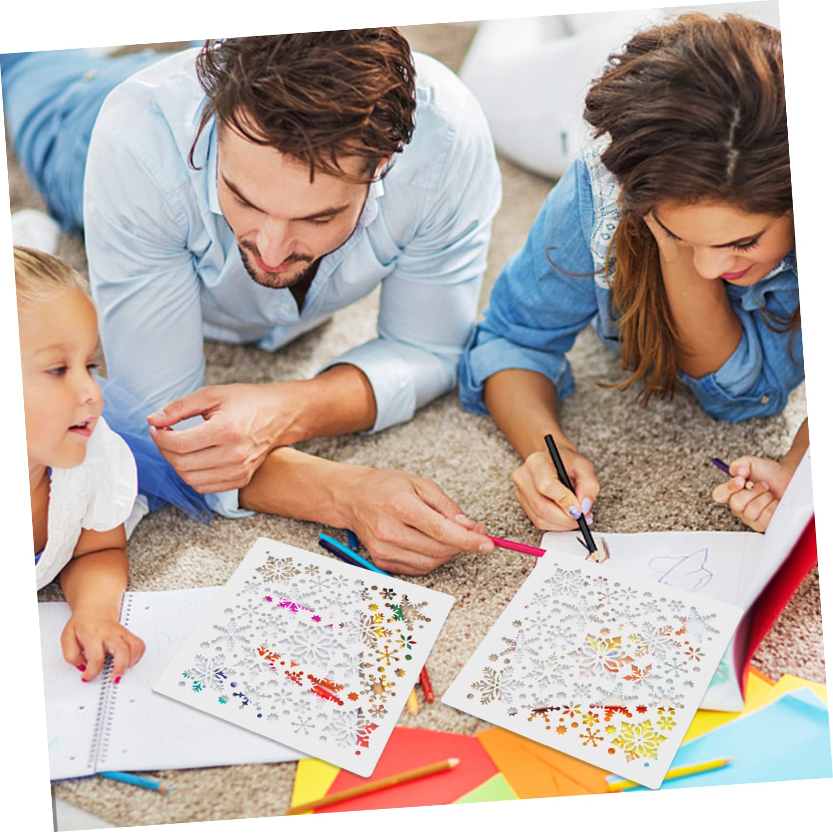 SHINEOFI 5 Juegos Plantilla De Pintura Plantillas De De Nieve Para Pintar Arte Del De Nieve Plantillas De Vacaciones De Nieve Pegatinas El Plastico 4 Uds * 5