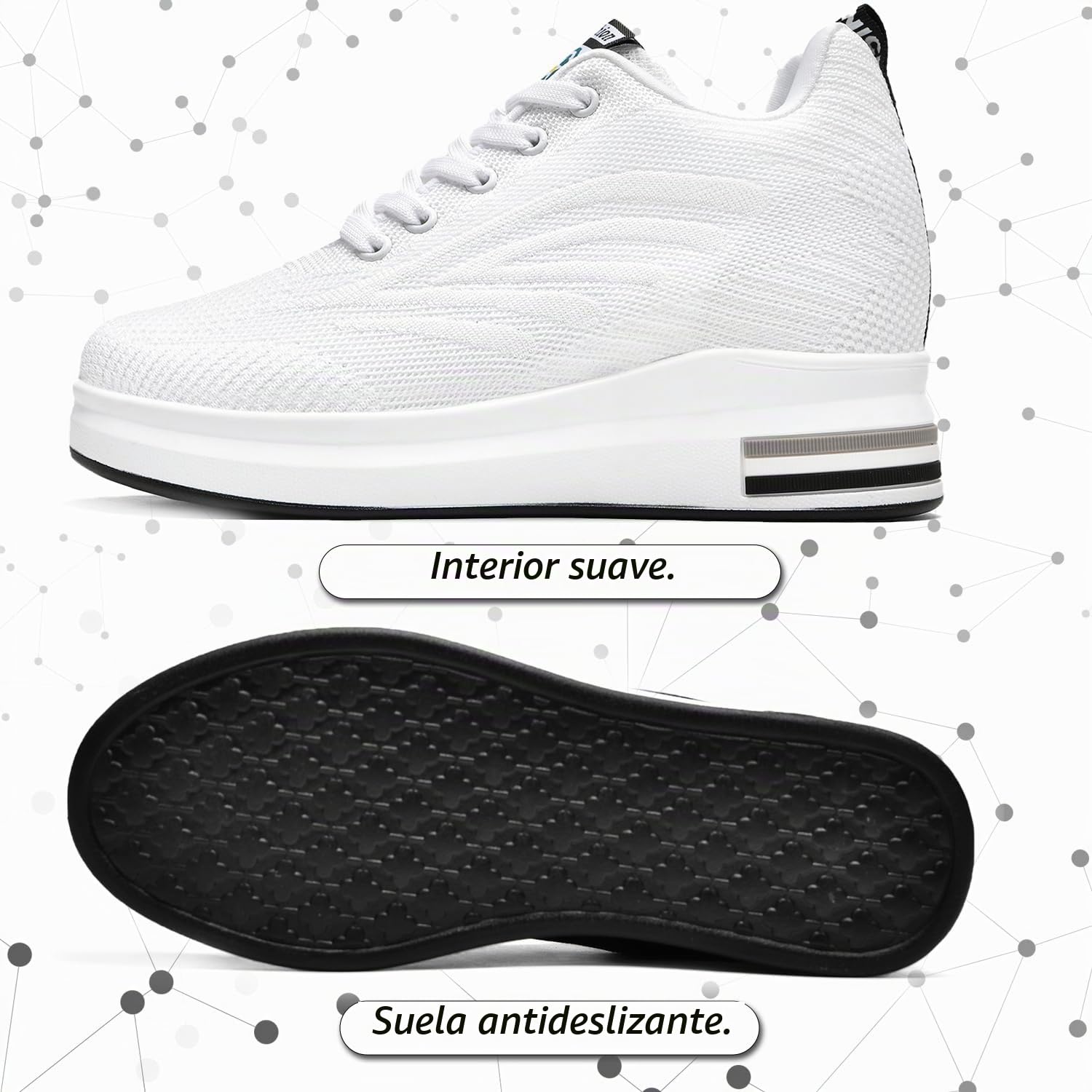 AONEGOLD Zapatillas de Cuña Deportivas para Mujer de Moda Deporte Zapato Transpirables Altas Primavera/Verano Tacón Sneakers 8.5CM